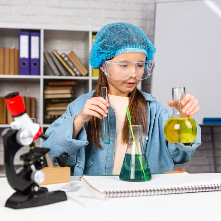 girl-with-hair-net-doing-science-experiments 23-2148799238